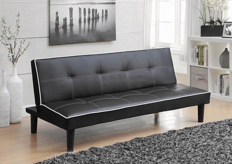 stylus faux leather sofa bed black