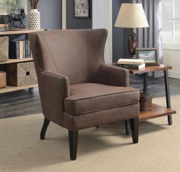 Transitional Chocolate Wing Back Chair