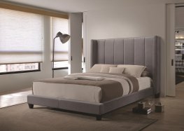 Hudson Grey Velvet Upholstered King Bed