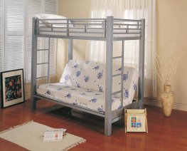 Youth Metal Glossy Silver Bunk Bed
