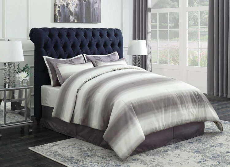 Gresham Navy Blue Upholstered King Bed [300653KE] - $1,019.00