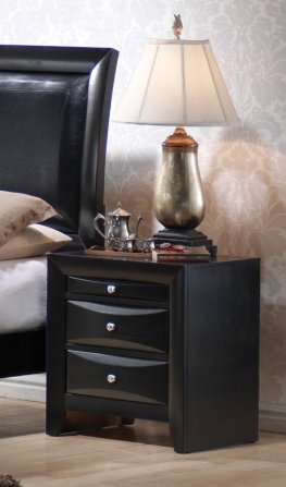 Briana Black Two-Drawer Nightstand With Tray