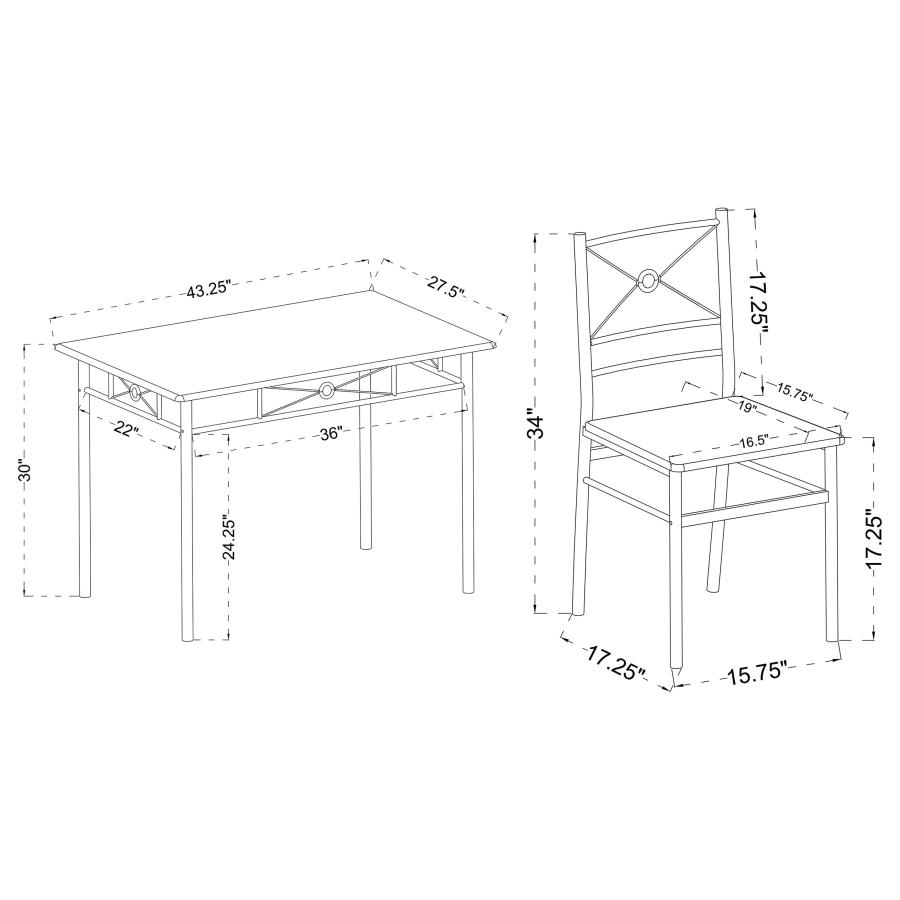 (image for) Anna 5-piece Rectangular Dining Table Set Silver