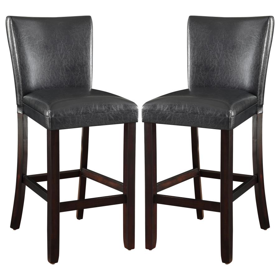 (image for) Alberton Leatherette Upholstered Bar Chair Black (Set of 2)