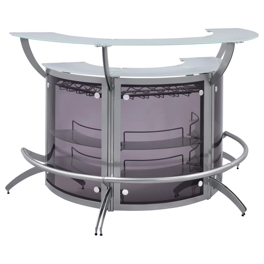 (image for) Dallas 3-piece Curved Freestanding Home Bar Cabinet Silver