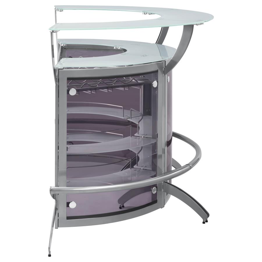 (image for) Dallas 3-piece Curved Freestanding Home Bar Cabinet Silver