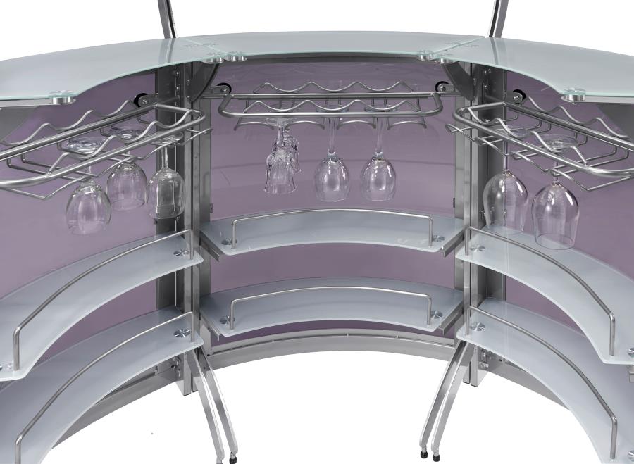 (image for) Dallas 3-piece Curved Freestanding Home Bar Cabinet Silver