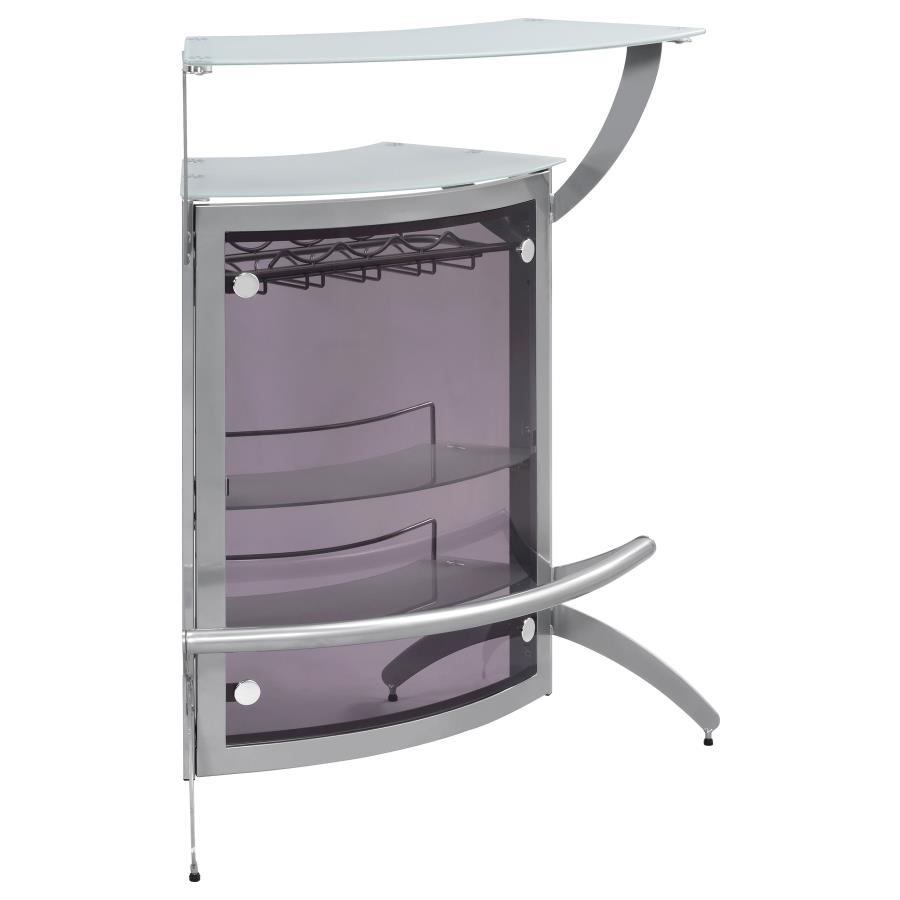 (image for) Dallas 2-shelf Curved Freestanding Home Bar Cabinet Silver - Click Image to Close