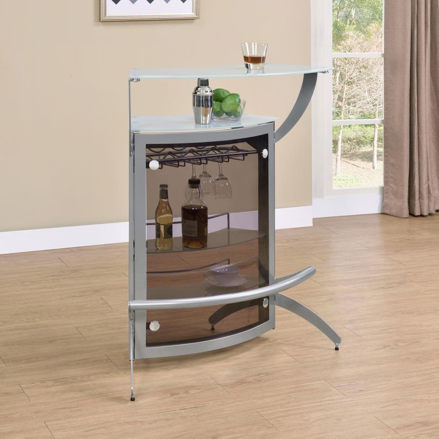 (image for) Dallas 2-shelf Curved Freestanding Home Bar Cabinet Silver