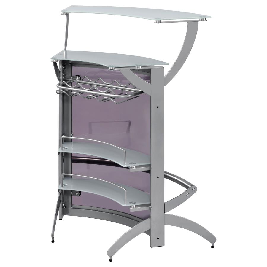 (image for) Dallas 2-shelf Curved Freestanding Home Bar Cabinet Silver