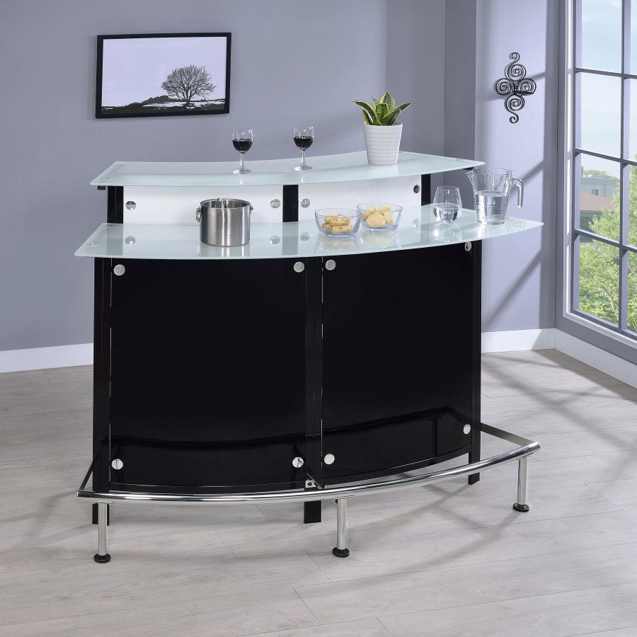 (image for) Keystone Curved Glass Top Home Bar Wine Cabinet Black