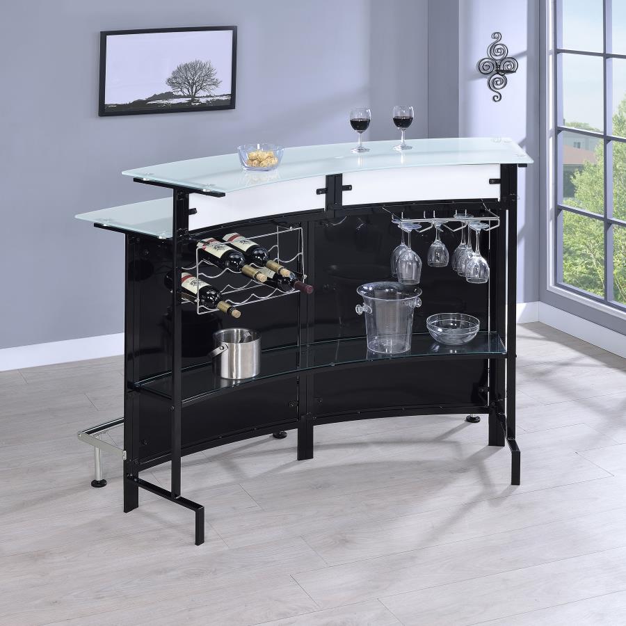 (image for) Keystone Curved Glass Top Home Bar Wine Cabinet Black