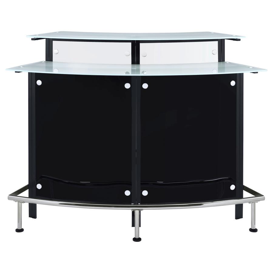 (image for) Keystone Curved Glass Top Home Bar Wine Cabinet Black