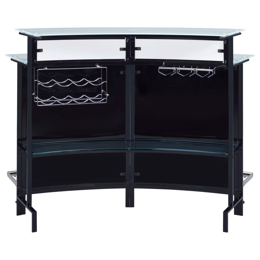 (image for) Keystone Curved Glass Top Home Bar Wine Cabinet Black