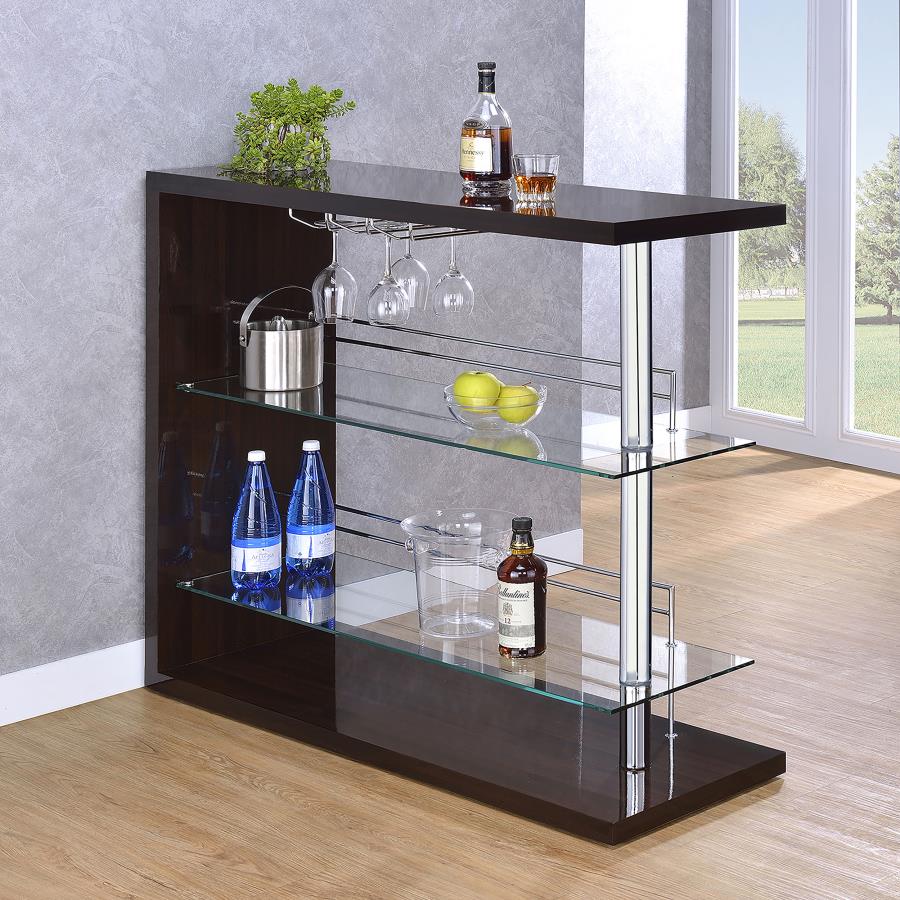 (image for) Prescott Rectangular Home Bar Table Cappuccino High Gloss