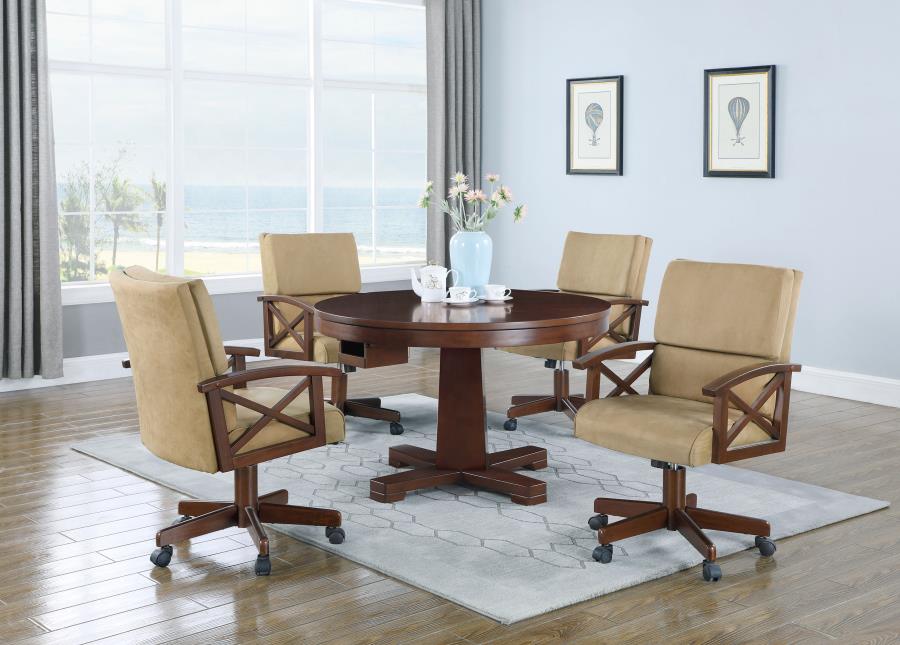 (image for) Marietta 5-piece 3-in-1 Dining and Game Table Set Tobacco