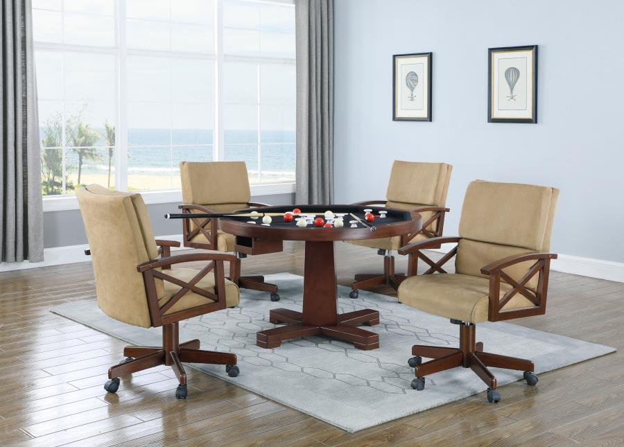 (image for) Marietta 5-piece 3-in-1 Dining and Game Table Set Tobacco