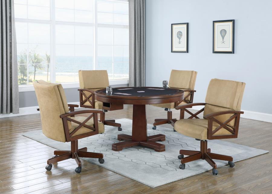 (image for) Marietta Round Dining and Billiard Poker Game Table Tobacco