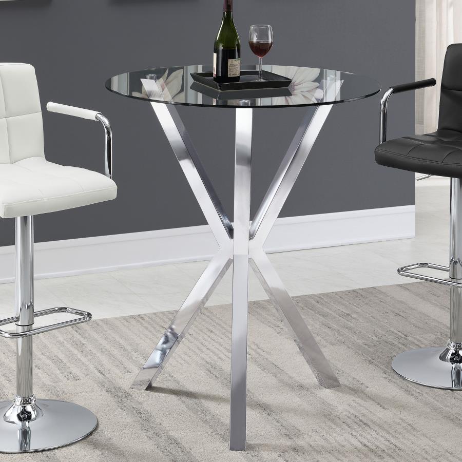 (image for) Denali Round 35-inch Glass Top Bistro Bar Table Chrome