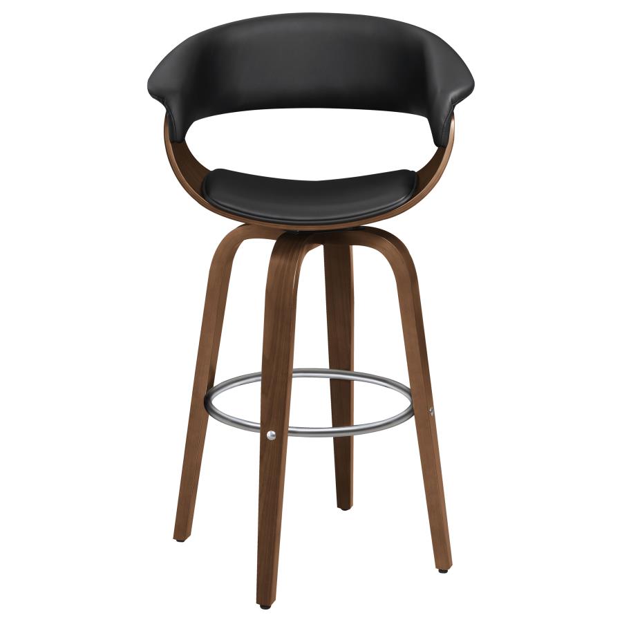 (image for) Zion Upholstered Swivel Bar Stool Walnut and Black