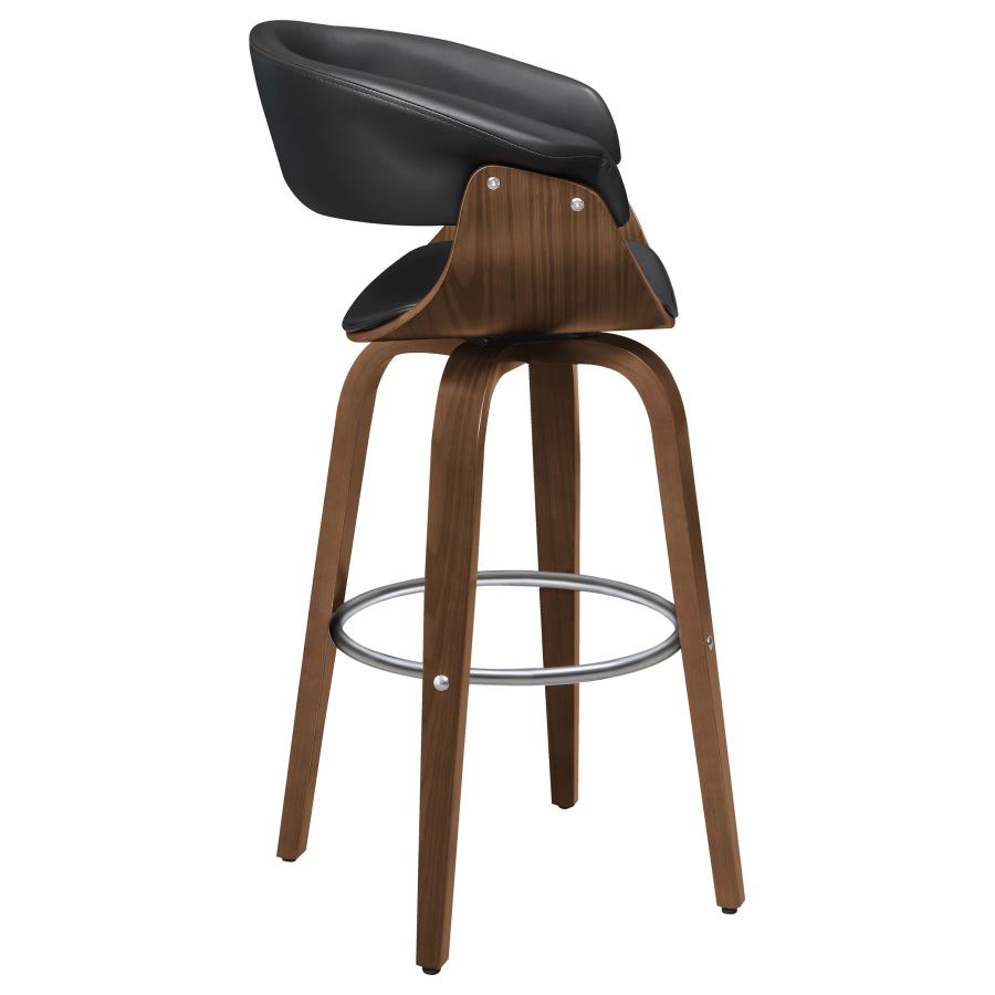 (image for) Zion Upholstered Swivel Bar Stool Walnut and Black