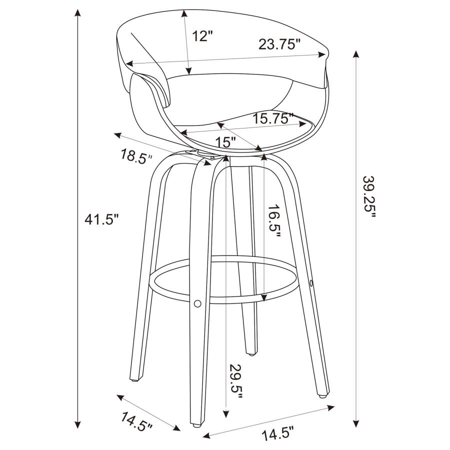 (image for) Zion Upholstered Swivel Bar Stool Walnut and Black