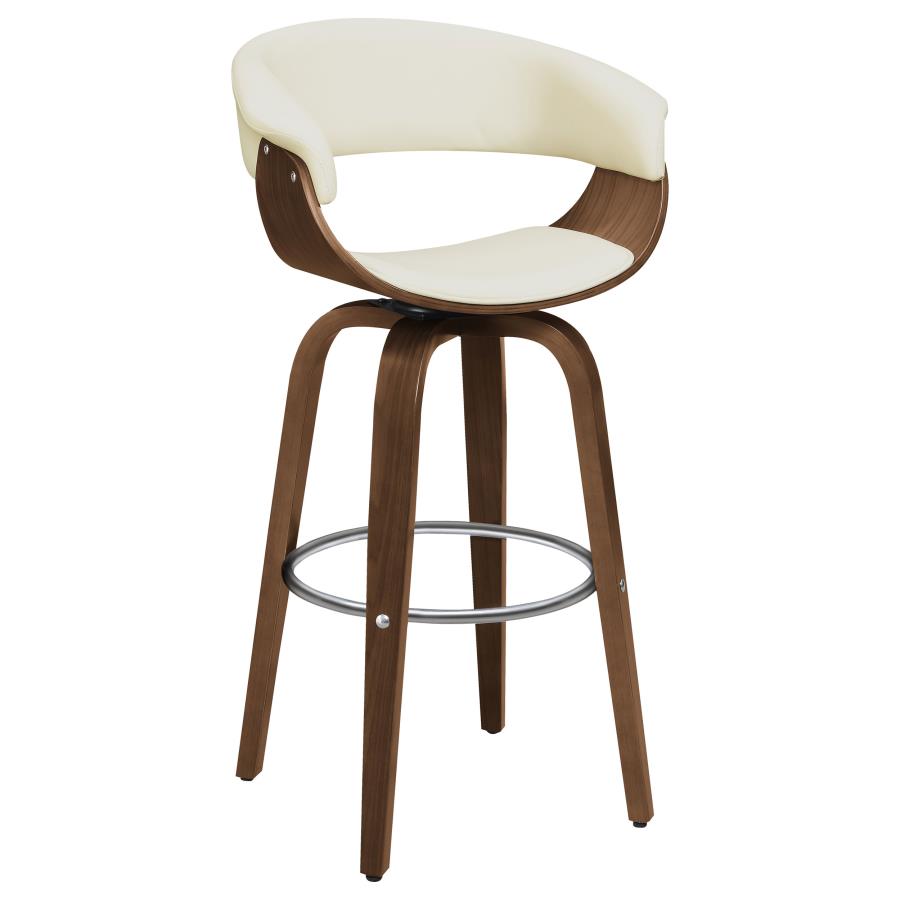 (image for) Zion Upholstered Swivel Bar Stool Walnut and Ecru