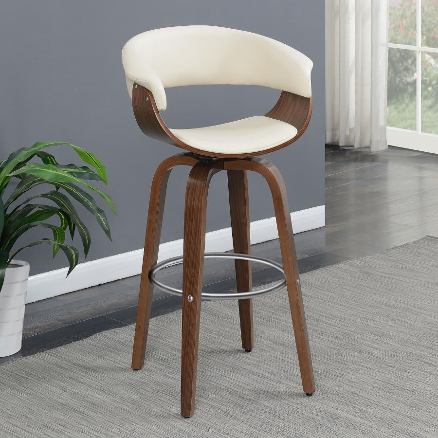 (image for) Zion Upholstered Swivel Bar Stool Walnut and Ecru