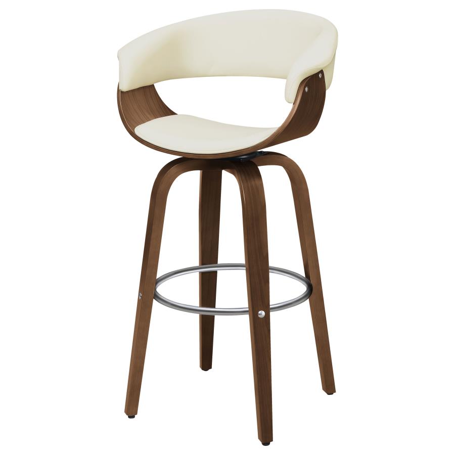 (image for) Zion Upholstered Swivel Bar Stool Walnut and Ecru