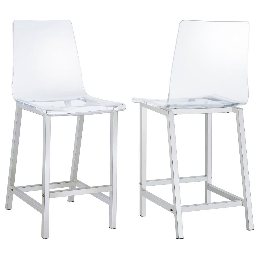 (image for) Juelia Clear Acrylic Counter Chair Chrome (Set of 2)