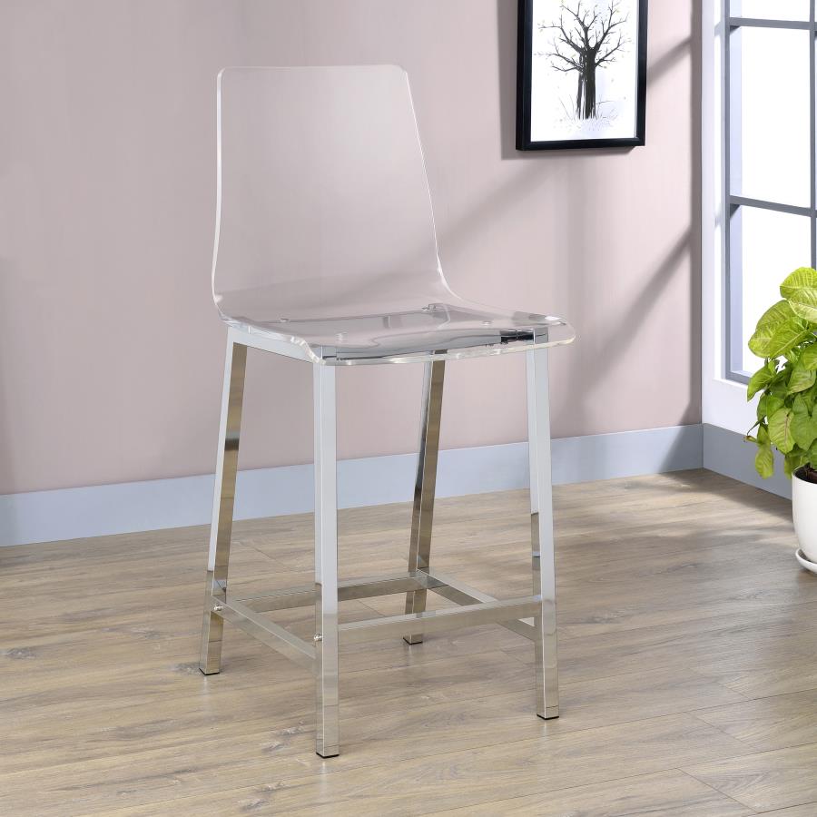 (image for) Juelia Clear Acrylic Counter Chair Chrome (Set of 2)