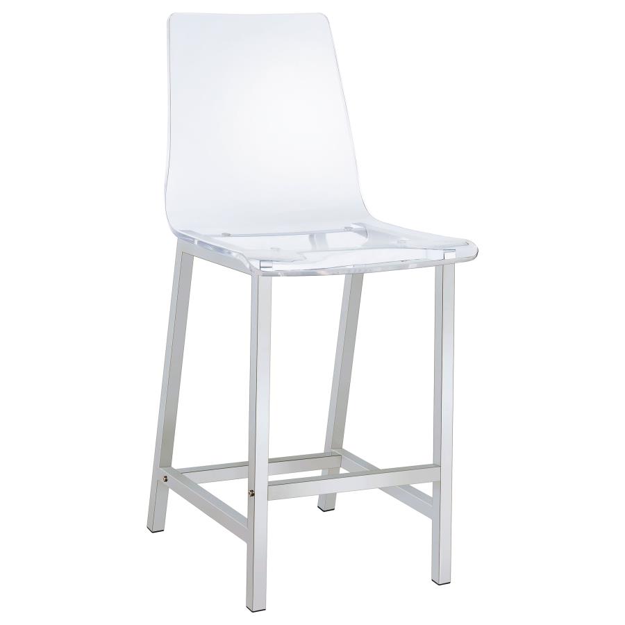 (image for) Juelia Clear Acrylic Counter Chair Chrome (Set of 2)