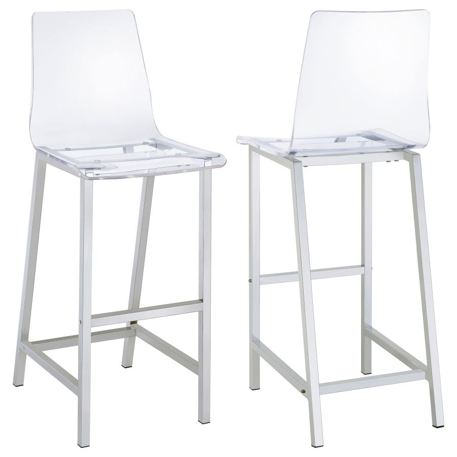 (image for) Juelia Clear Acrylic Bar Chair Chrome (Set of 2)