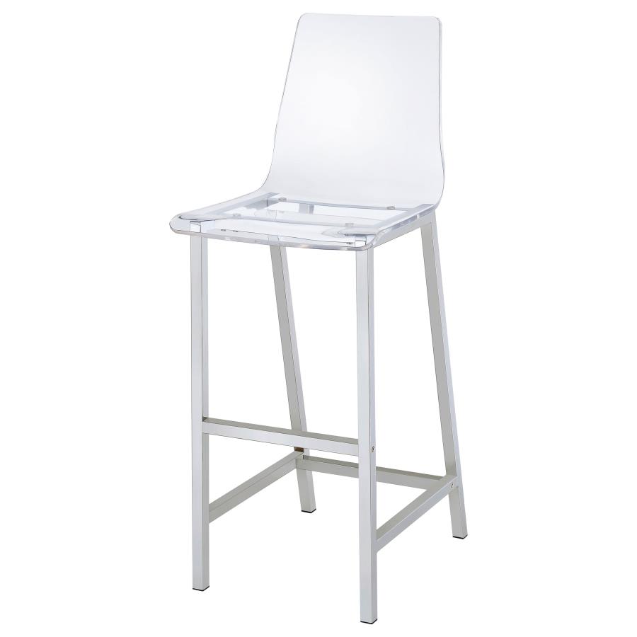 (image for) Juelia Clear Acrylic Bar Chair Chrome (Set of 2)