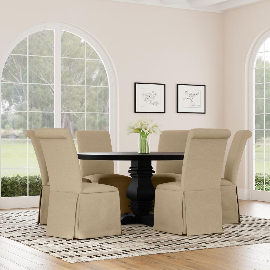 (image for) Shawna Upholstered Skirted Dining Chair Khaki (Set of 2)