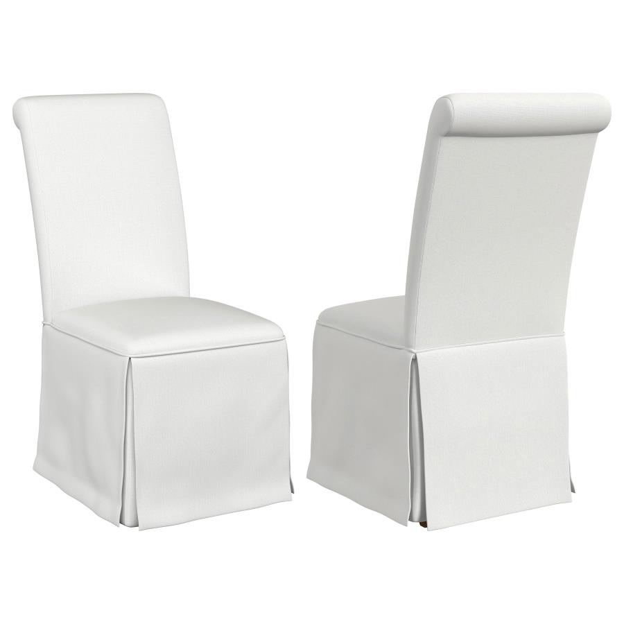 (image for) Shawna Upholstered Skirted Dining Chair White (Set of 2)