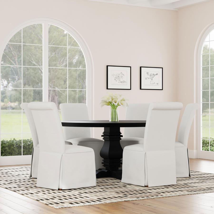 (image for) Shawna Upholstered Skirted Dining Chair White (Set of 2)