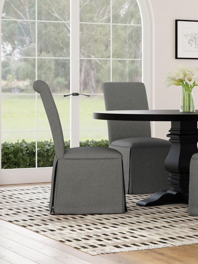 (image for) Shawna Upholstered Skirted Dining Chair Gray (Set of 2)