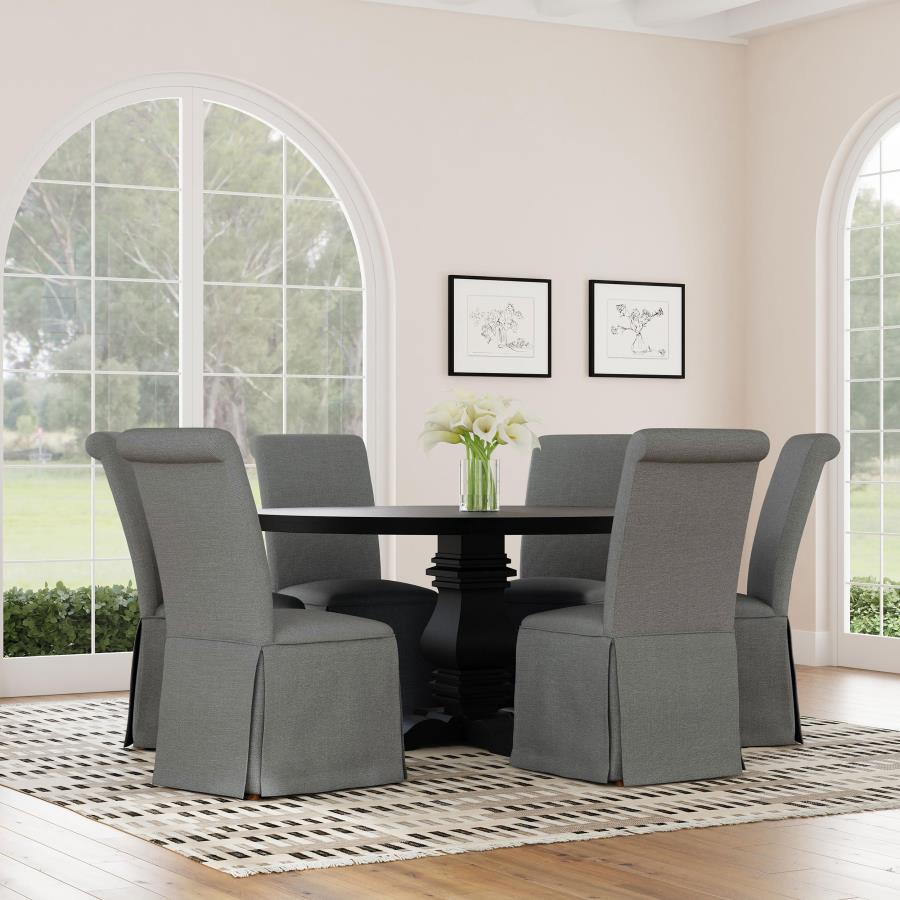 (image for) Shawna Upholstered Skirted Dining Chair Gray (Set of 2)