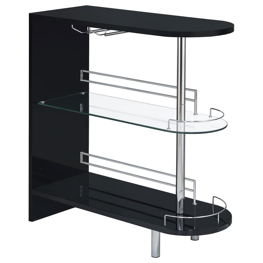 (image for) Adolfo Rectangular 2-tier Home Bar Table Black High Gloss - Click Image to Close