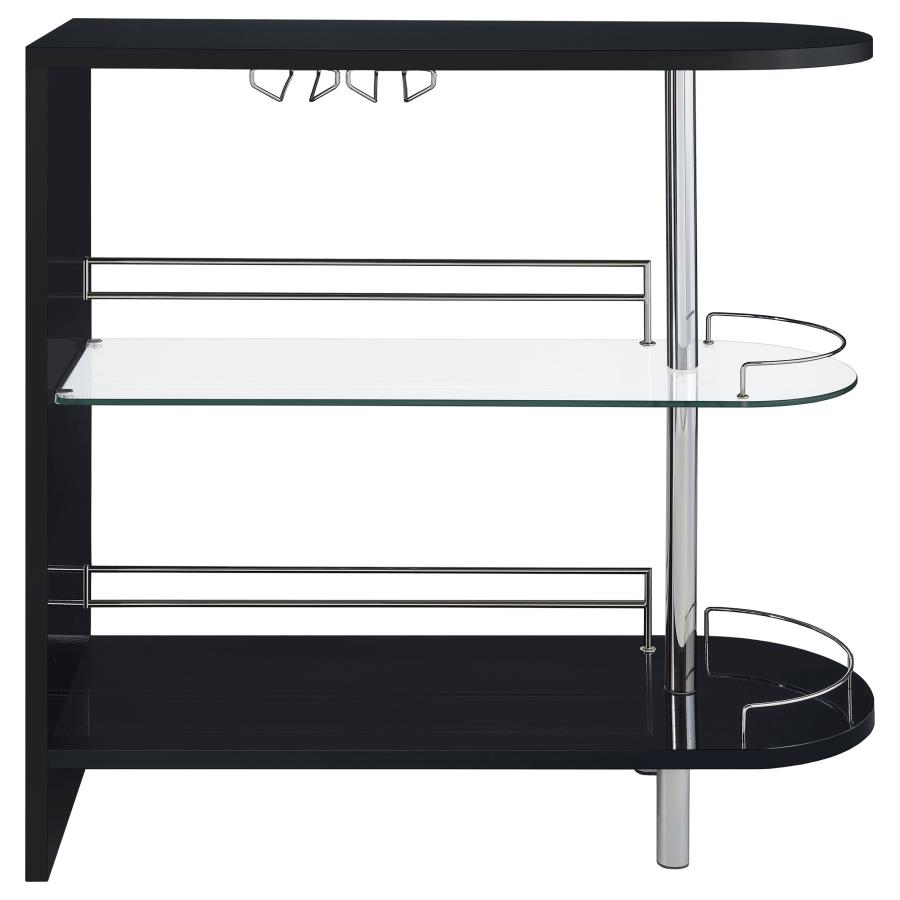 (image for) Adolfo Rectangular 2-tier Home Bar Table Black High Gloss