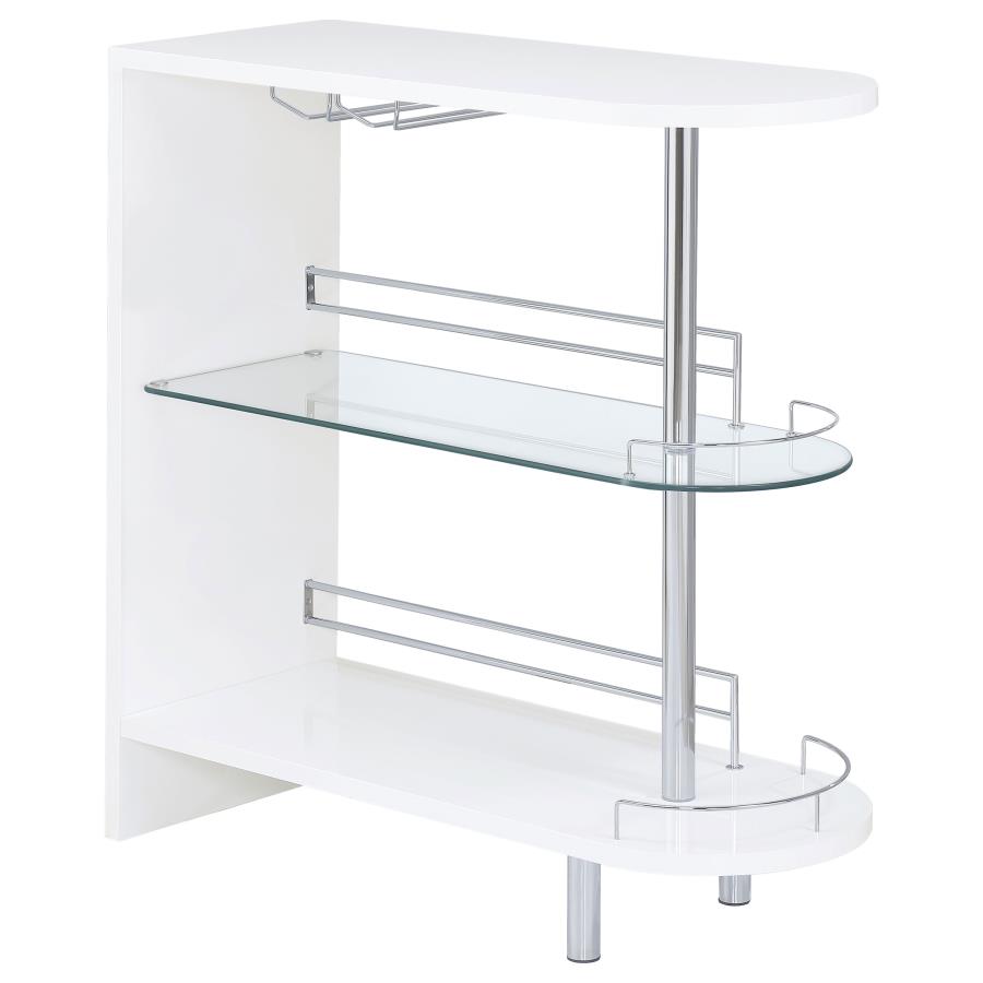 (image for) Adolfo Rectangular 2-tier Home Bar Table White High Gloss