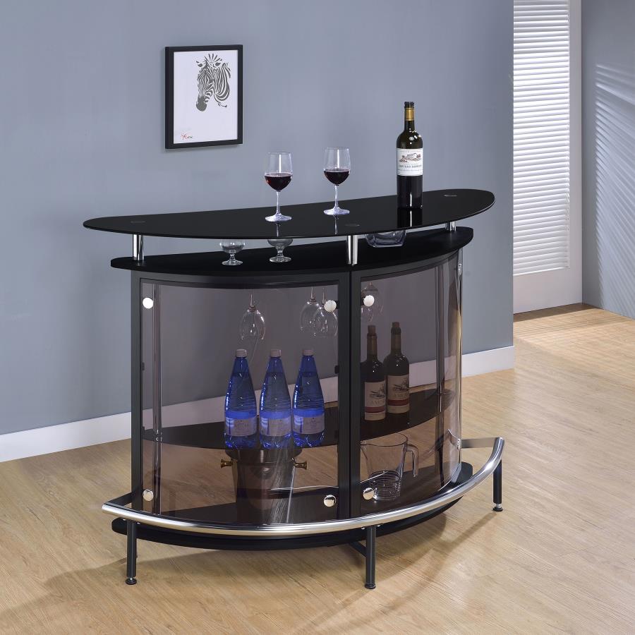 (image for) Amarillo Freestanding Glass Top Home Bar Wine Cabinet Black