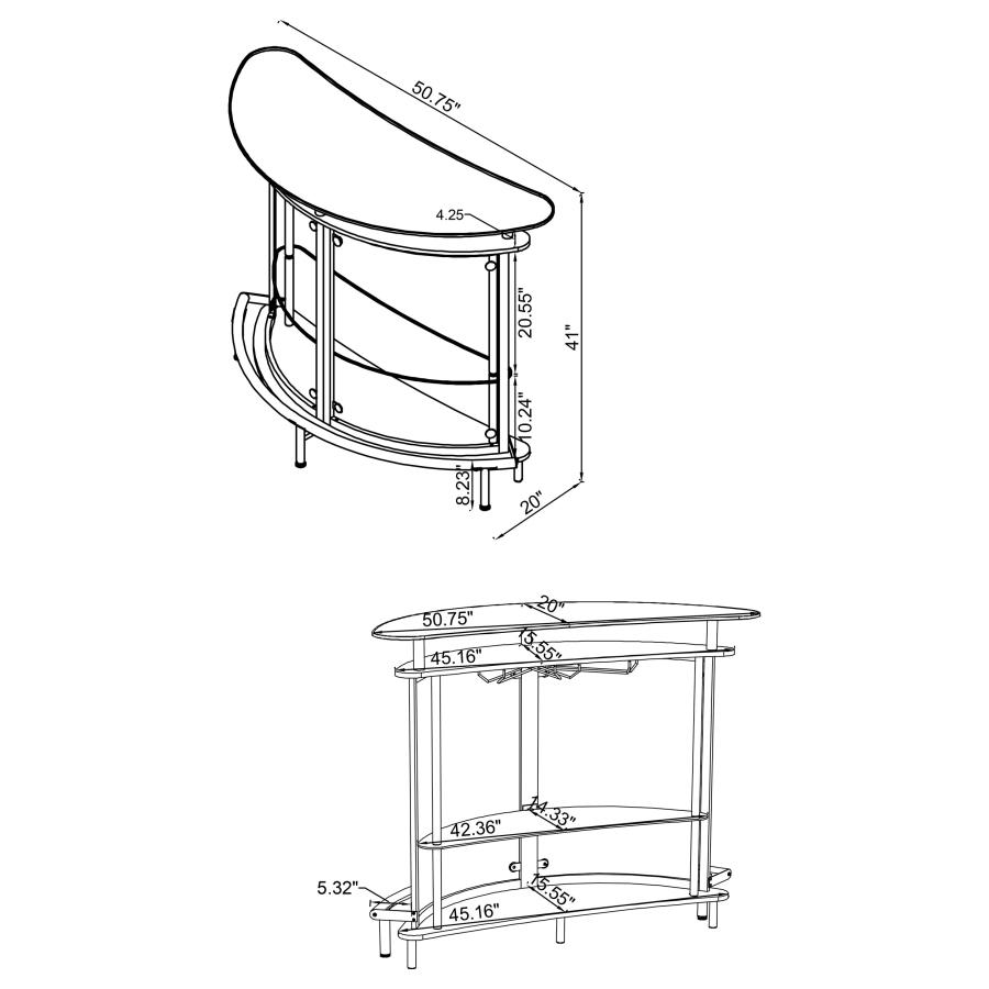 (image for) Amarillo Freestanding Glass Top Home Bar Wine Cabinet Black