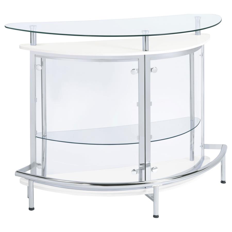 (image for) Amarillo Freestanding Glass Top Home Bar Wine Cabinet White