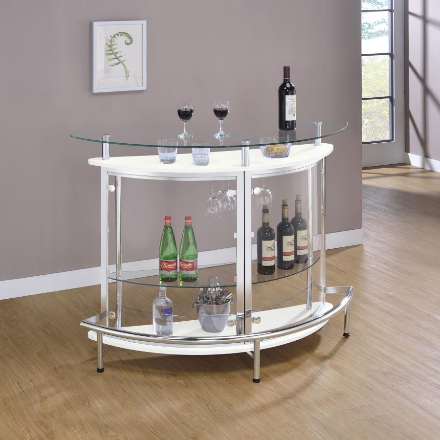 (image for) Amarillo Freestanding Glass Top Home Bar Wine Cabinet White