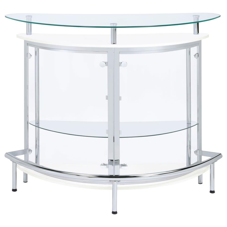 (image for) Amarillo Freestanding Glass Top Home Bar Wine Cabinet White