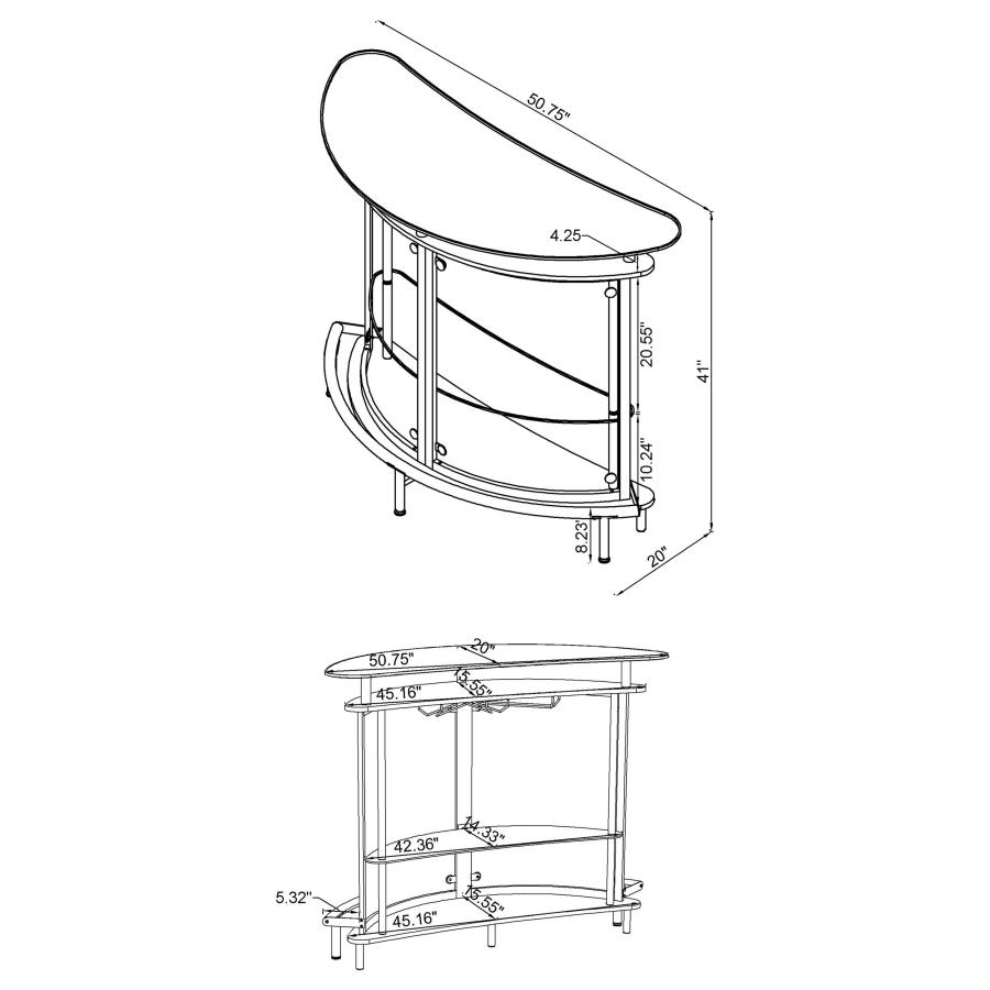 (image for) Amarillo Freestanding Glass Top Home Bar Wine Cabinet White