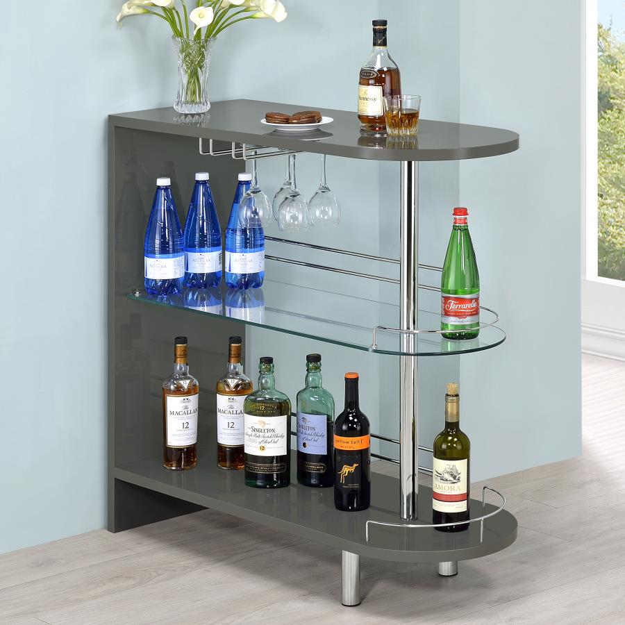 (image for) Adolfo Rectangular 2-tier Home Bar Table Grey High Gloss