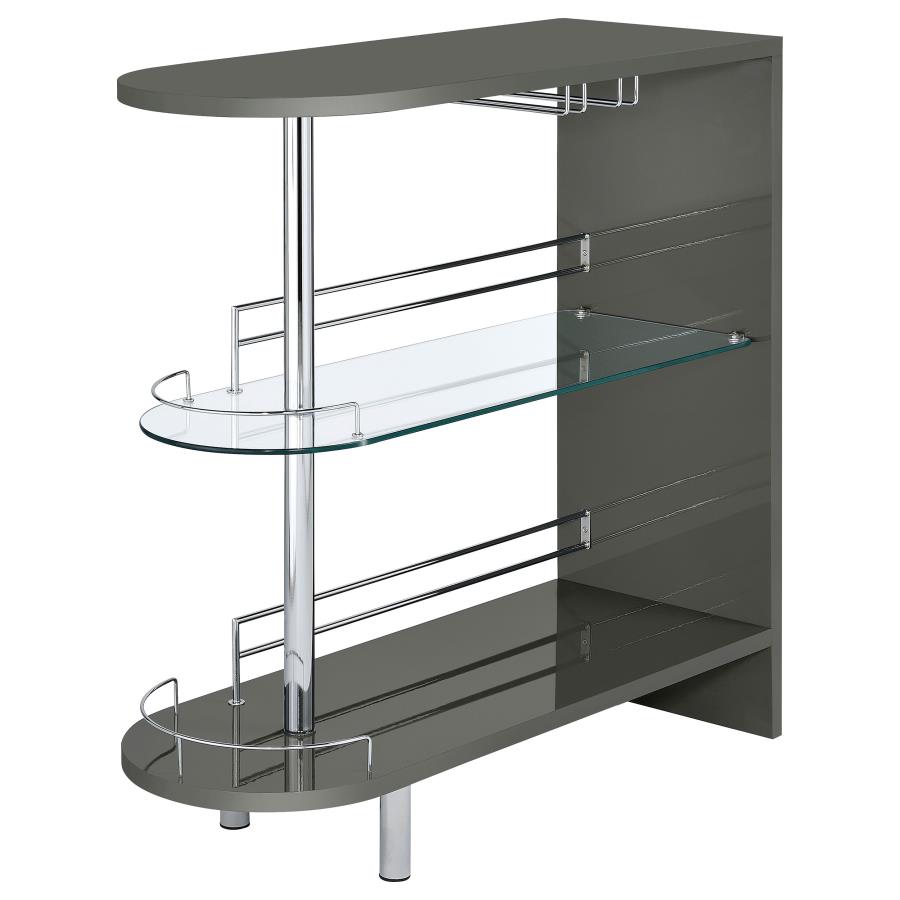 (image for) Adolfo Rectangular 2-tier Home Bar Table Grey High Gloss